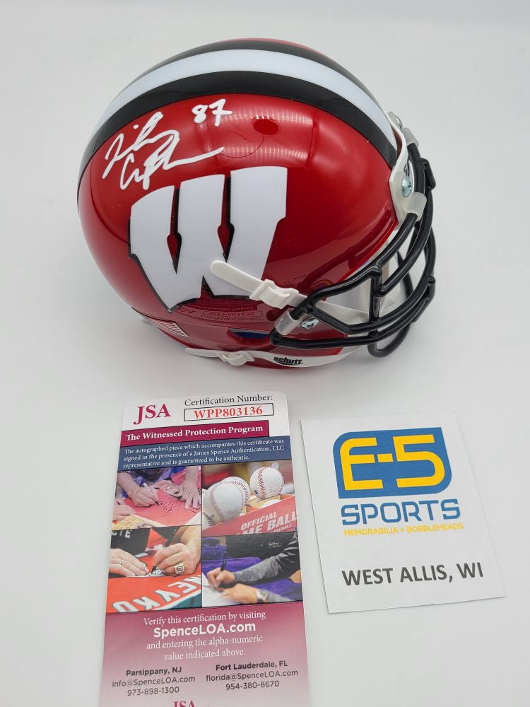 authentic wisconsin badgers football helmet Quintez Cephus Badgers Lions Signed Autographed Badgers Schutt Red Min – E-5 Sports