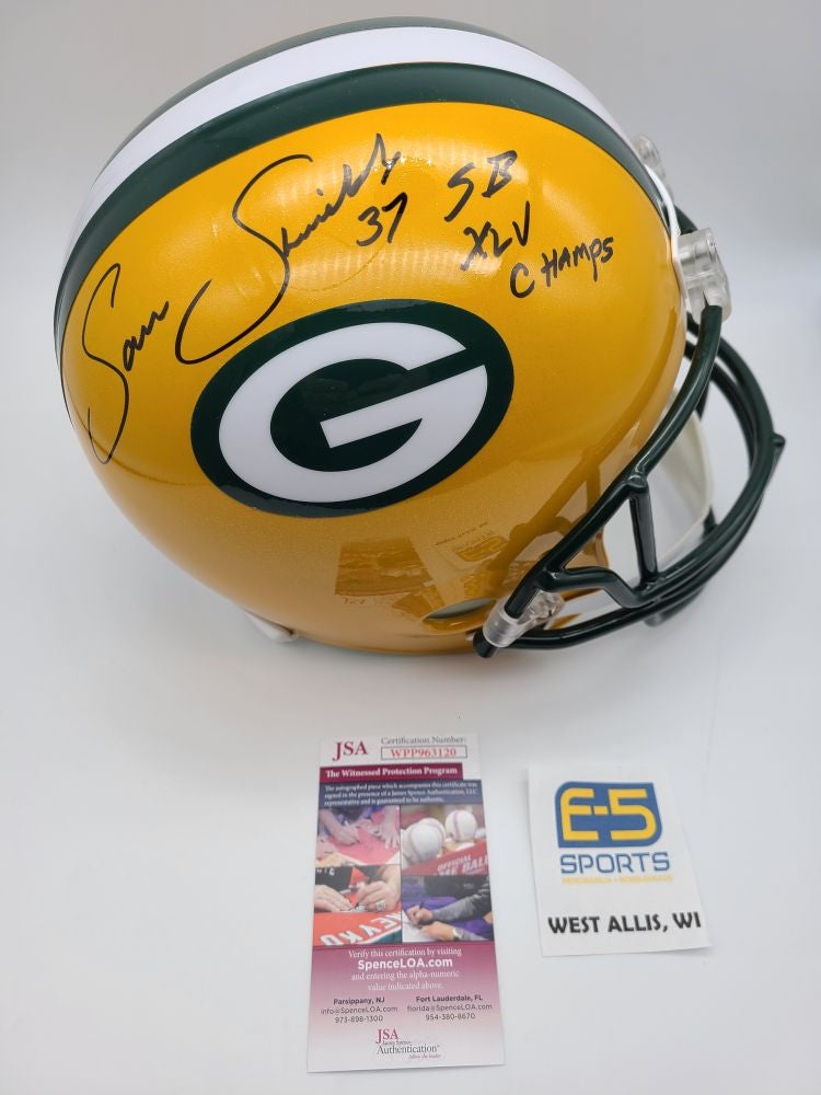 autographed football helmet values Sam Shields Packers Signed Autographed Full Size Replica Helmet SB XLV – E-5 Sports
