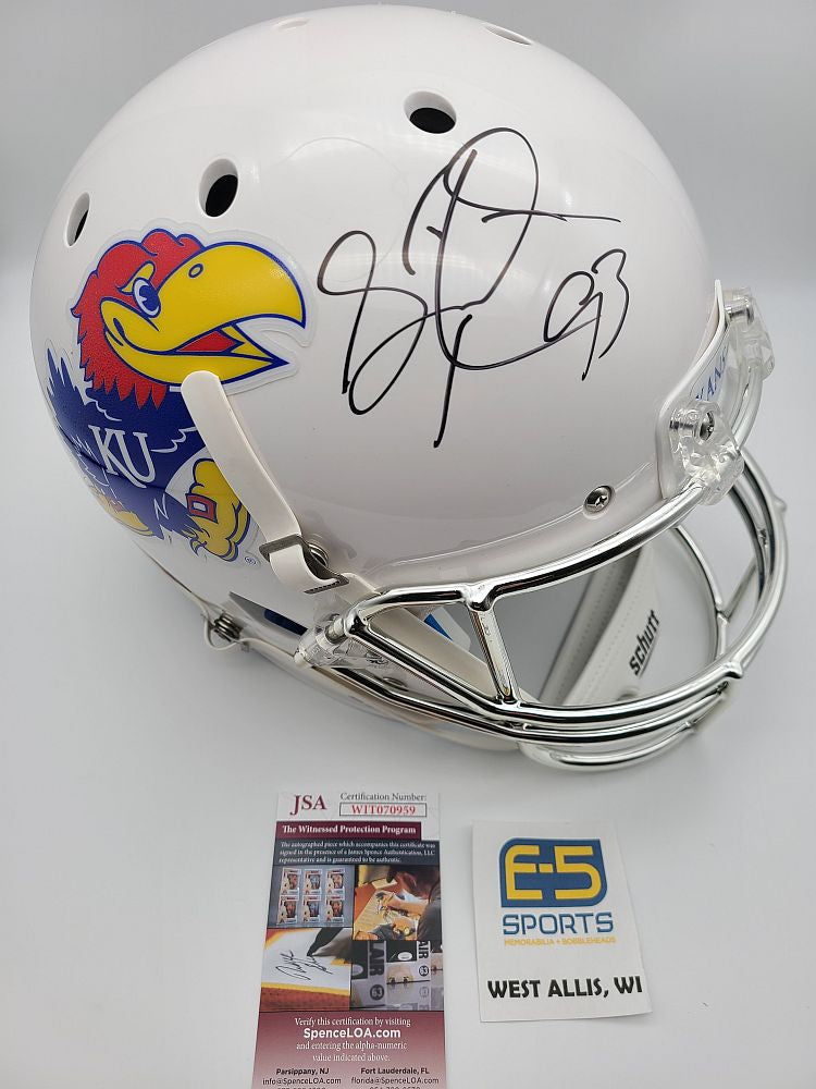 autographed football helmet values Gilbert Brown Packers Jayhawks Signed Autographed Full Size Replica He –  E-5 Sports