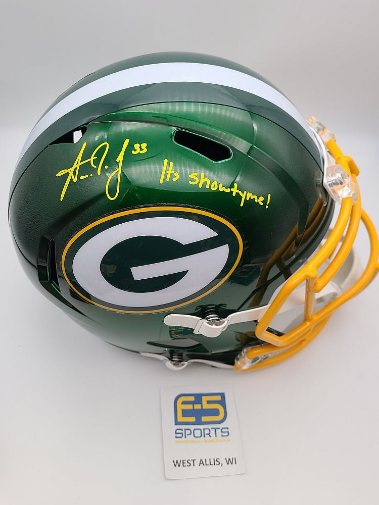 Denver Autographs Aaron Jones Autographed Green Bay Packers Speed F/S Helmet Beckett 39835