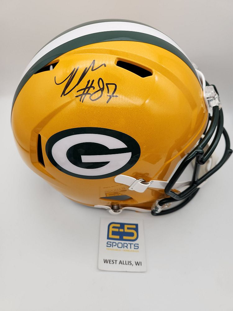 Autographed Romeo Doubs Packers Jersey with Yellow Numbers