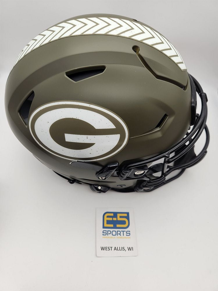 Green Bay Packers Helmet Riddell Authentic Full Size SpeedFlex Style Salute to Service