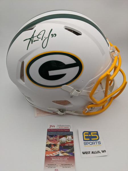 Aaron Jones Green Bay Packers Signed Autographed Flat White Authentic Speed Helmet JSA