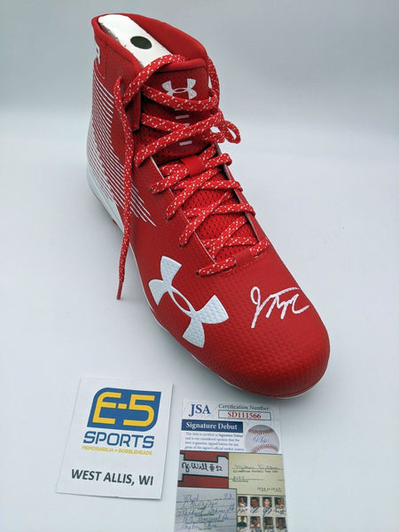 Jonathan Taylor Badgers Signed Autographed Under Armour Red Cleat JSA