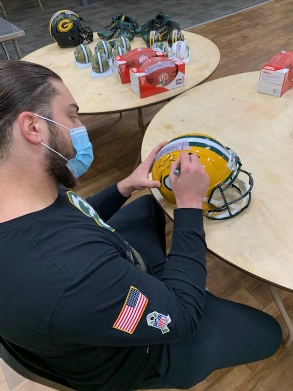 David Bakhtiari Autographed Signed Packers Full Size Flash Speed Replica  Helmet Auto - Beckett