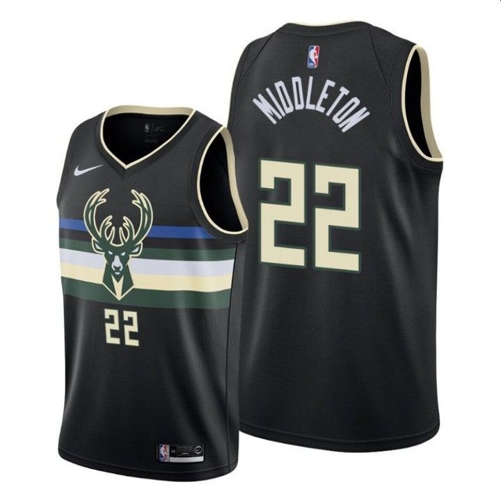 Nike Men's Milwaukee Bucks Khris Middleton #22 Black Dri-Fit Swingman Jersey, Medium
