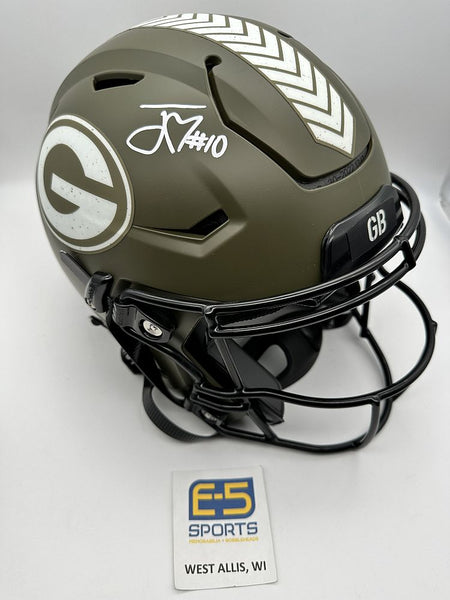 Jordan Love Packers Signed Autographed Full Size Salute to Service Speedflex Helmet