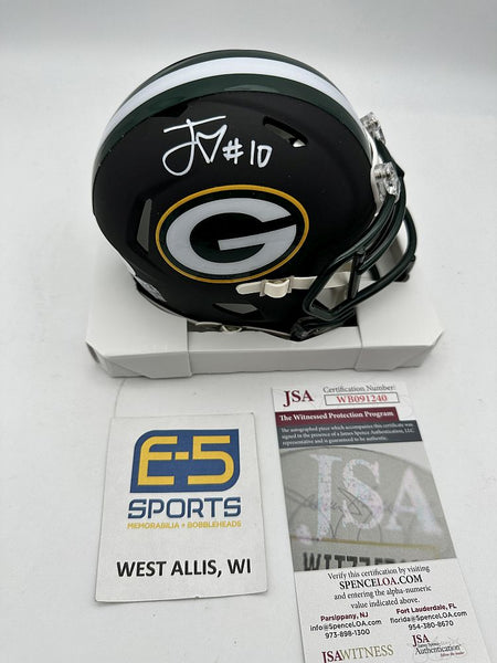 Jordan Love Packers Signed Autographed Mini Flat Black Helmet WHITE