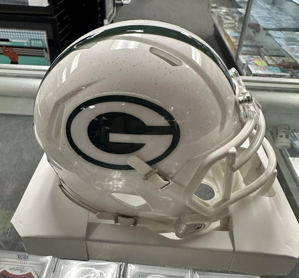thumbnail image 2 of Riddell Green Bay Packers White Alternate Speed Replica Full Size Football Helmet 2 of 6