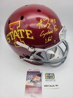 Allen Lazard Cyclones Packers Signed Autographed Full Size Replica Helmet