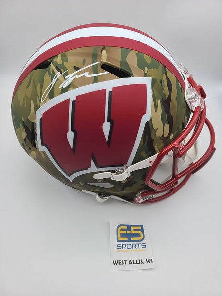 Jonathan Taylor Badgers Signed Autographed Full Size Replica CAMO Helm – E-5 Sports