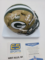 Allen Lazard Packers Signed Autographed Mini CAMO Speed Helmet Salute to Service