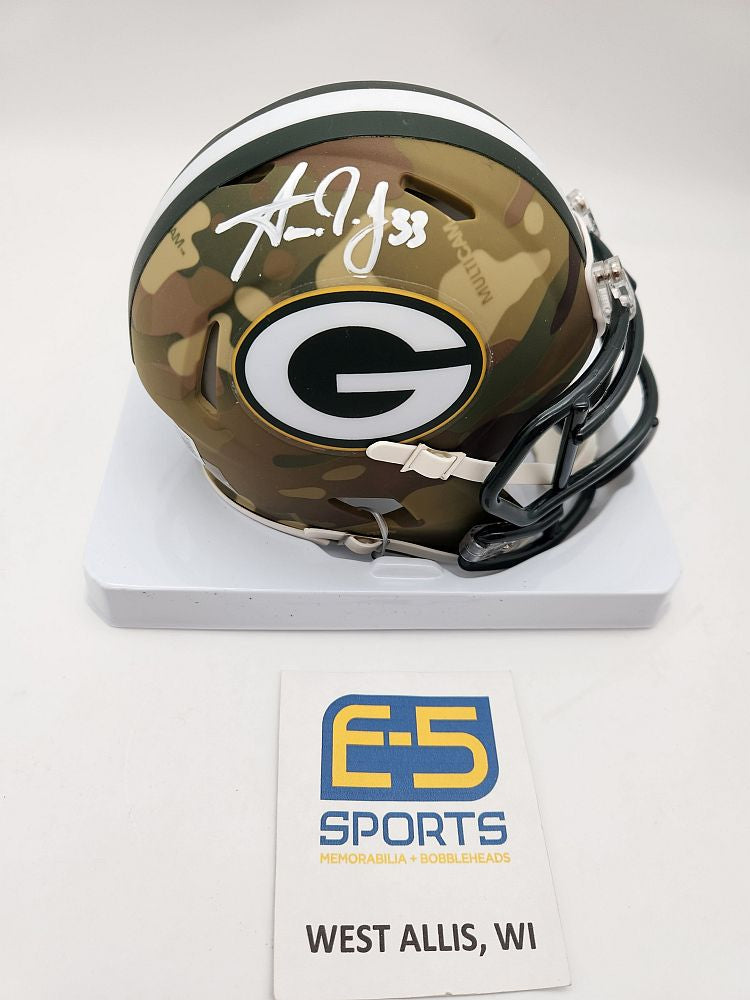 camo football helmet Aaron Jones Signed Green Bay Packers Camo Mini Speed Helmet BAS