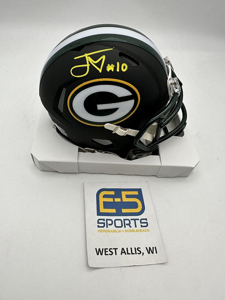 Jordan Love Packers Signed Autographed Mini Flat Black Helmet YELLOW