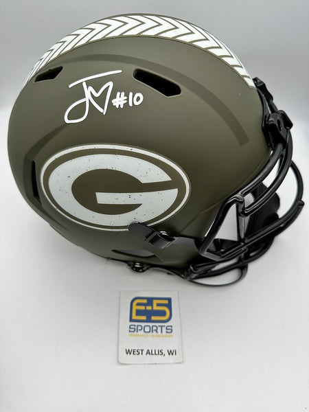 Jordan Love Packers Signed Autographed Full Size Salute to Service Replica Helmet