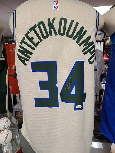 Giannis Antetokounmpo Milwaukee Bucks Autographed Blue City Edition Nike  Swingman Jersey with 21 NBA Champs Inscription
